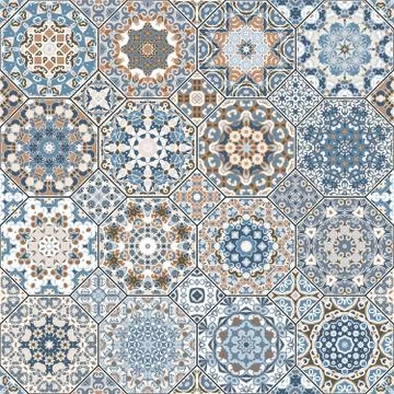 Set of octagonal and square patterns. Stock Illustration