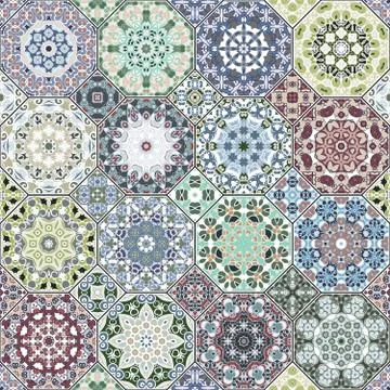 Set of octagonal and square patterns. Stock Illustration