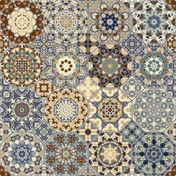 Set of octagonal and square patterns. Stock Illustration