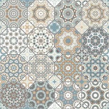 Set of octagonal and square patterns. Stock Illustration