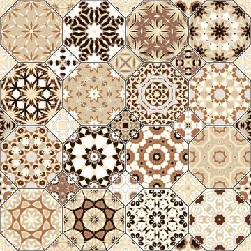 Set of octagonal and square patterns. Stock Illustration