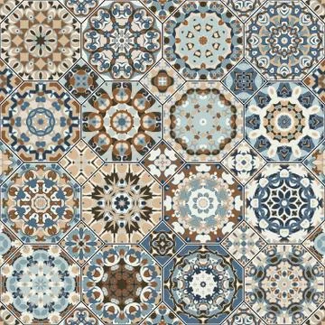 Set of octagonal and square patterns. Stock Illustration