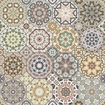 Set of octagonal and square patterns. Stock Illustration