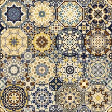Set of octagonal and square patterns. Stock Illustration