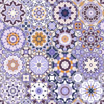 Set of octagonal and square patterns. Stock Illustration