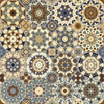 Set of octagonal and square patterns. Stock Illustration