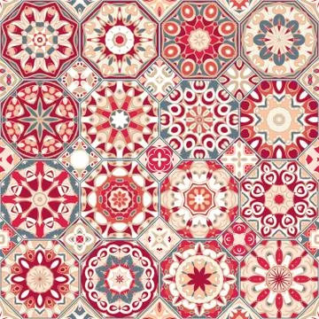 Set of octagonal and square patterns. Stock Illustration