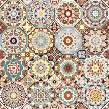 Set of octagonal and square patterns. Stock Illustration