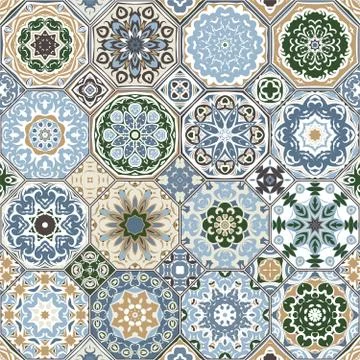 Set of octagonal and square patterns. Stock Illustration
