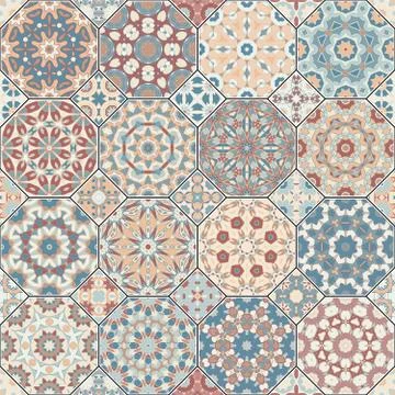 Set of octagonal and square patterns. Stock Illustration