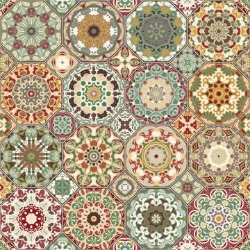 Set of octagonal and square patterns. Stock Illustration