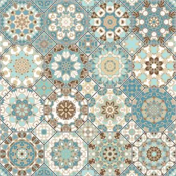 Set of octagonal and square patterns. Stock Illustration
