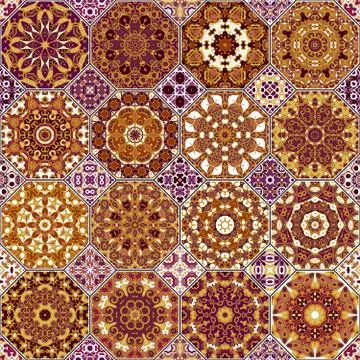 Set of octagonal and square patterns. Stock Illustration
