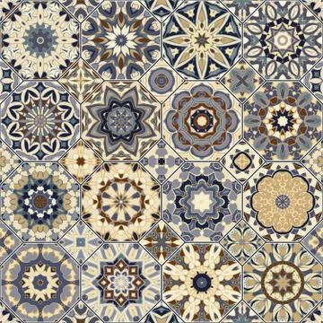 Set of octagonal and square patterns. Stock Illustration