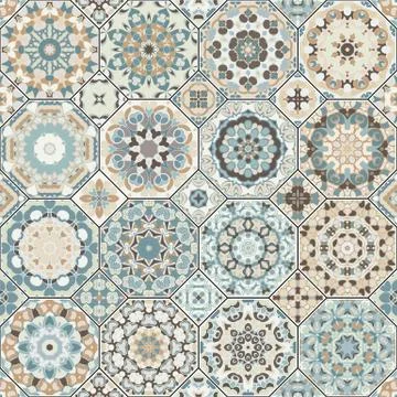 Set of octagonal and square patterns. Stock Illustration