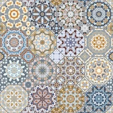 Set of octagonal and square patterns. Stock Illustration