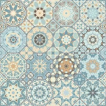 Set of octagonal and square patterns. Stock Illustration