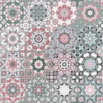 Set of octagonal and square patterns. Stock Illustration