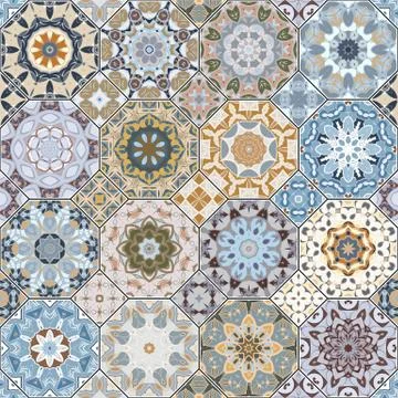Set of octagonal and square patterns. Stock Illustration
