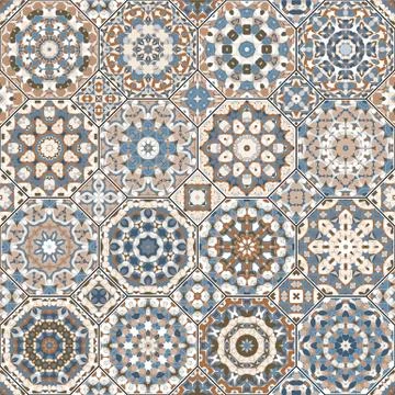 Set of octagonal and square patterns. Stock Illustration