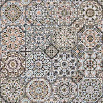 Set of octagonal and square patterns. Stock Illustration
