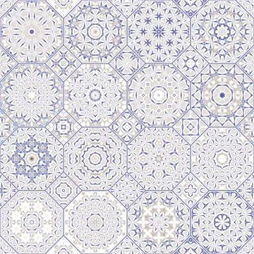 Set of octagonal and square patterns. Stock Illustration