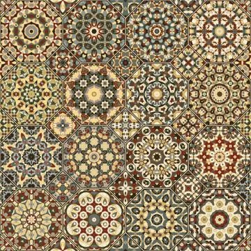 Set of octagonal and square patterns. Stock Illustration
