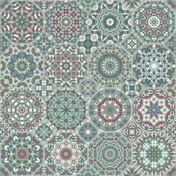 Set of octagonal and square patterns. Illustrazione stock