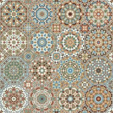 Set of octagonal and square patterns. Stock Illustration