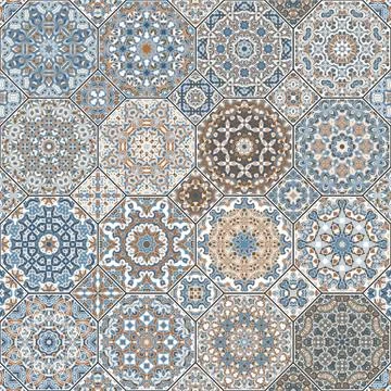 Set of octagonal and square patterns. Stock Illustration