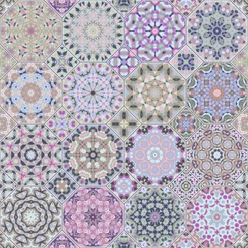 Set of octagonal and square patterns. Stock Illustration