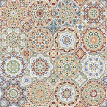 Set of octagonal and square patterns. Stock Illustration