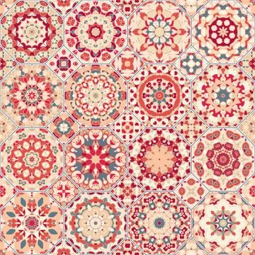 Set of octagonal and square patterns. Stock Illustration