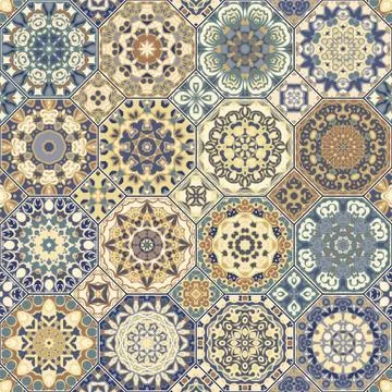 Set of octagonal and square patterns. Stock Illustration