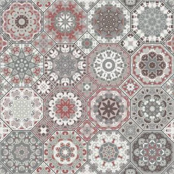 Set of octagonal and square patterns. Stock Illustration