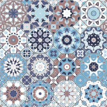 Set of octagonal and square patterns. Stock Illustration
