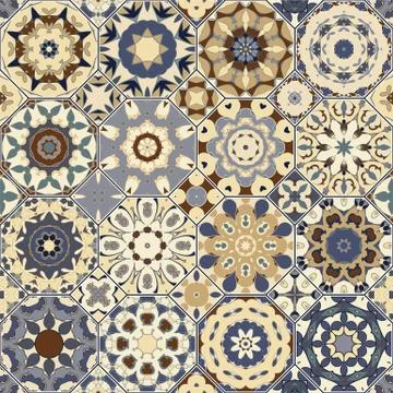 Set of octagonal and square patterns. Stock Illustration