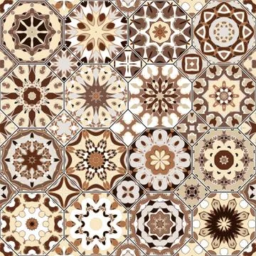 Set of octagonal and square patterns. Stock Illustration
