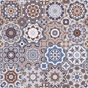 Set of octagonal and square patterns. Stock Illustration