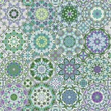 Set of octagonal and square patterns. Stock Illustration