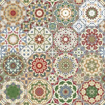 Set of octagonal and square patterns. Stock Illustration