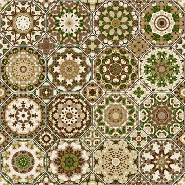 Set of octagonal and square patterns. Illustrazione stock