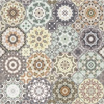 Set of octagonal and square patterns. Stock Illustration