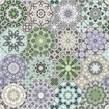 Set of octagonal and square patterns. Stock Illustration