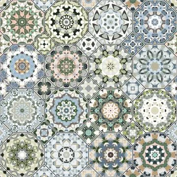 Set of octagonal and square patterns. Stock Illustration