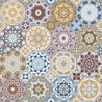 Set of octagonal and square patterns. Illustrazione stock