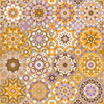 Set of octagonal and square patterns. Illustrazione stock