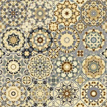 Set of octagonal and square patterns. Stock Illustration