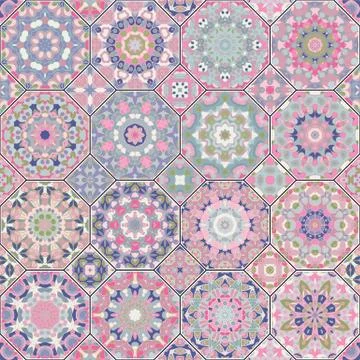 Set of octagonal and square patterns. Stock Illustration