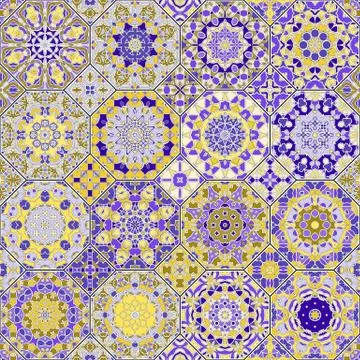 Set of octagonal and square patterns. Stock Illustration
